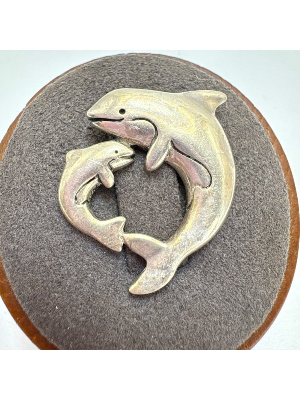 Kabana Dolphin Mom & Baby Pendant Sterling Silver 925 Size 1" NO Pendant Bail